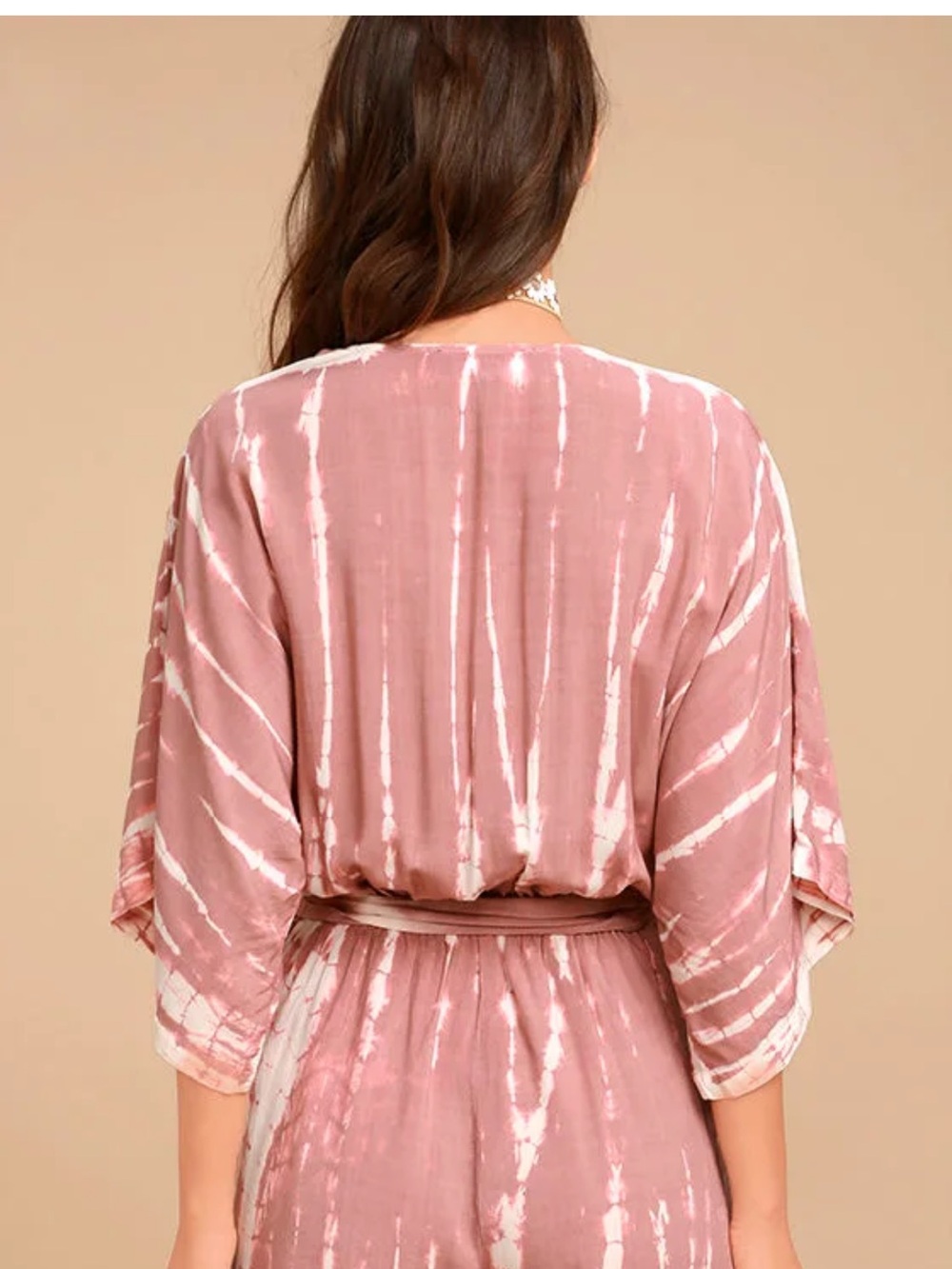 Lulus Walking on Air Mauve Pink Tie-Dye Belted Romper Size XL – NWT - Picture 3 of 11